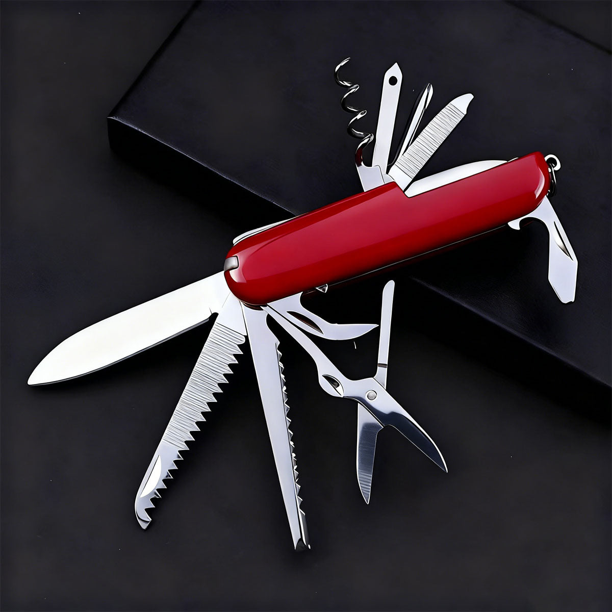 Multiherramienta plegable EDC de 17 funciones: cuchillo afilado, destornilladores, abrelatas y más. Ideal para camping, auto-defensa y viajes. ¡Stock disponible, tamaño bolsillo!