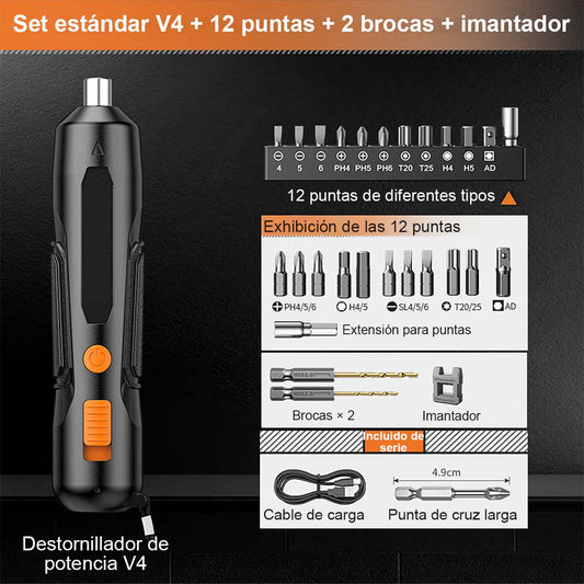 "Destornillador eléctrico recargable de litio, pequeño y portátil, kit de herramientas para casa, destornillador automático mini manual."