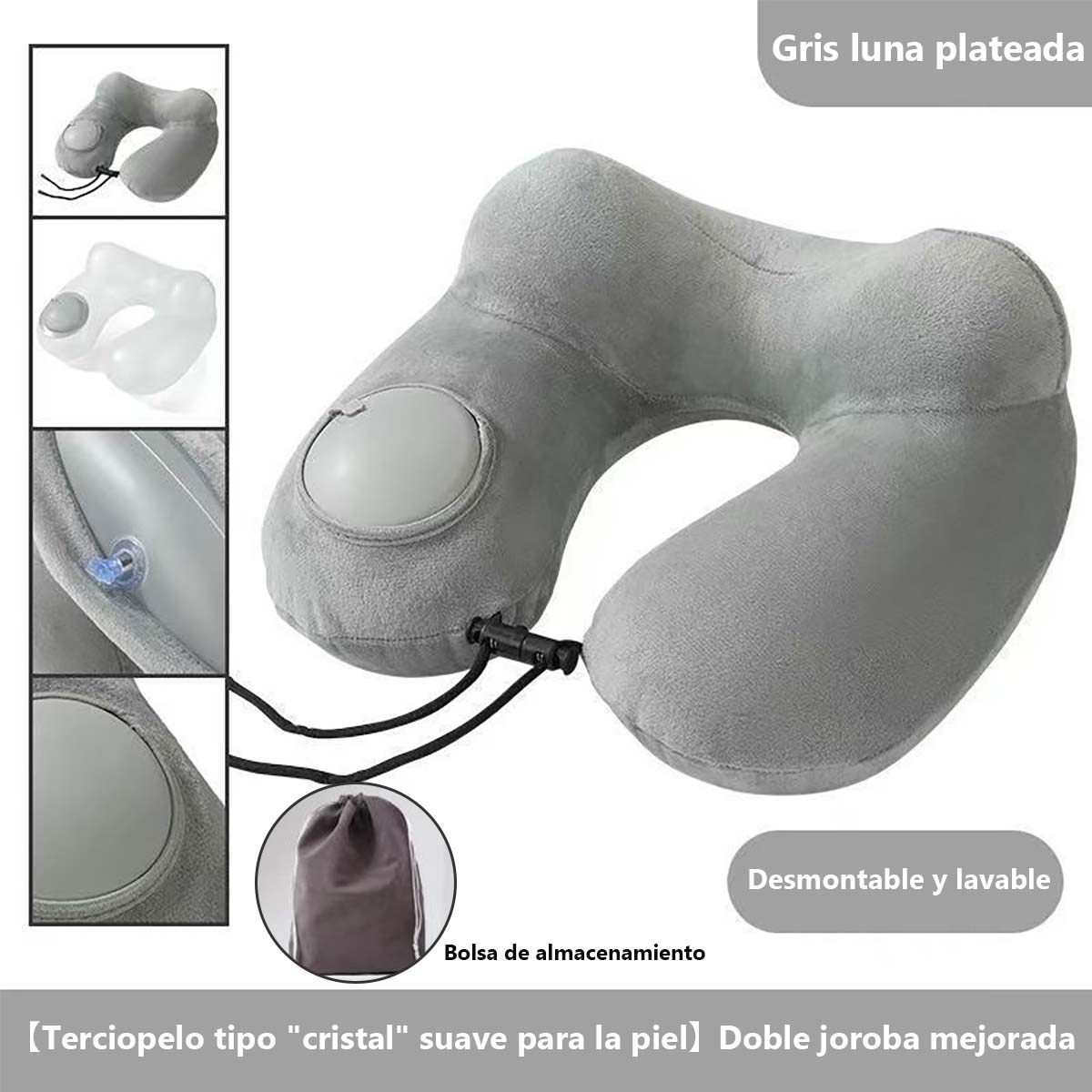 Almohada inflable U de presión en el centro, de gran demanda, almohada de viaje inflable portátil, ideal para exteriores, negocios, uso doméstico o como reposacabezas en el automóvil.