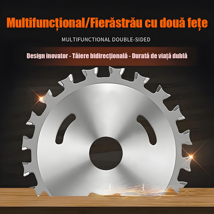 Lamă de ferăstrău pentru tâmplărie, dințată dublu-sens, 4 inch, din aliaj dur cu particule de diamant, specială pentru plăci ecologice fără vopsire, tăiere fără crăpături și fără asperități.