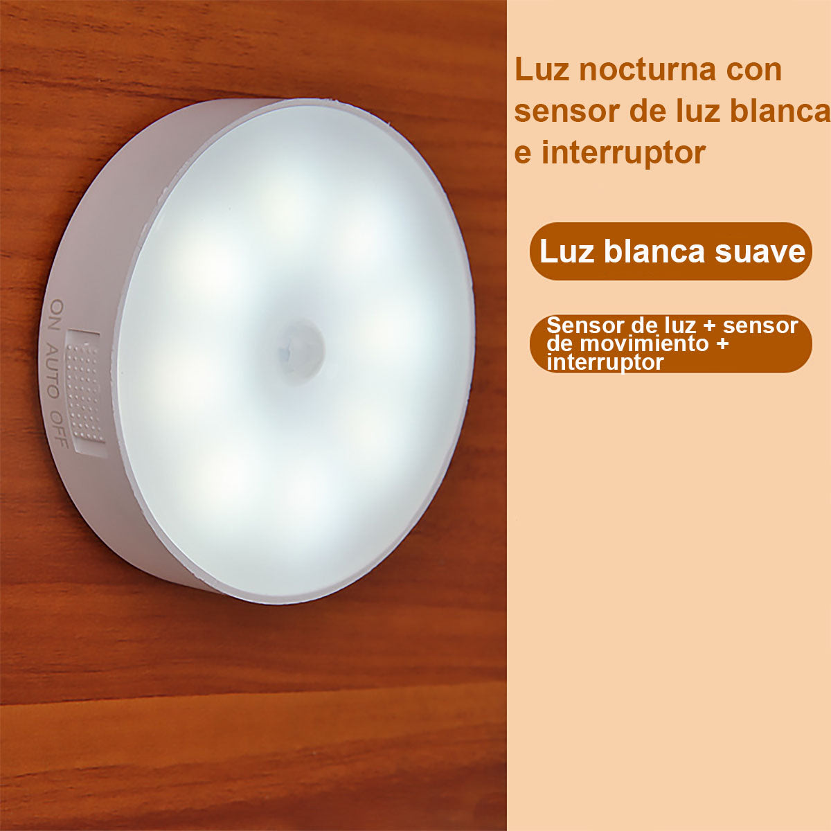 Luz de pared LED con sensor de movimiento, recargable por USB, mini lámpara de noche con interruptor para armario o vestidor, best-seller internacional, luz ambiental con sensor.