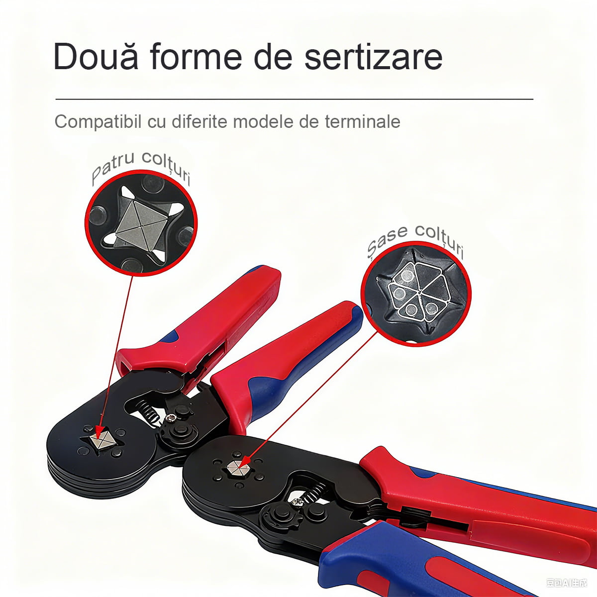 Evropské kleště na lisování trubkových konektorů
