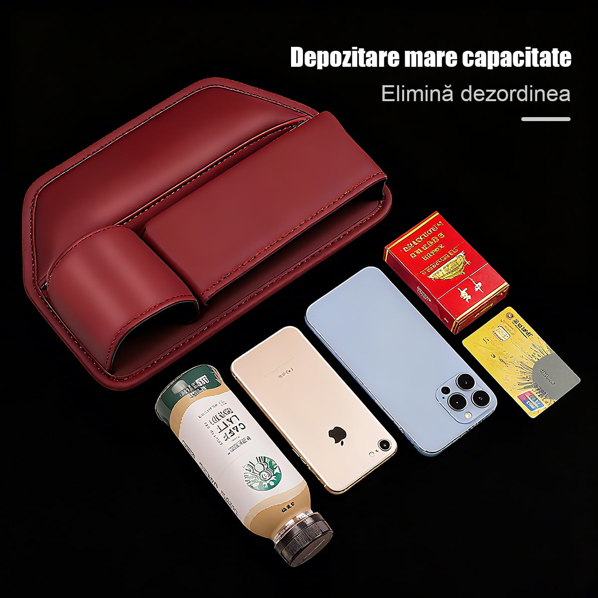 Cutie de depozitare auto pentru spațiul dintre scaune – organizator practic în mașină