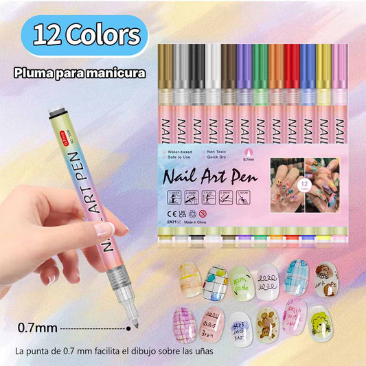 Nuevo marcador de uñas para dibujo, lápiz de arte para uñas, bolígrafo de secado rápido, marcador de colores para dibujar flores y contornos en las uñas.