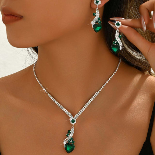 Conjunto de joyas más vendido: collar y pendientes de cristal con diseño geométrico de gota, juego de 2 piezas.