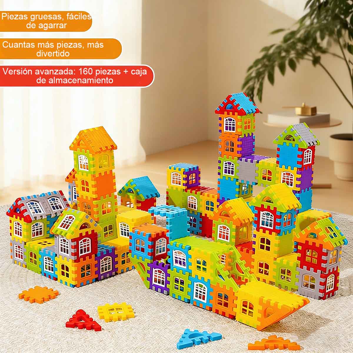 Bloques de gran tamaño para niños - Juguete de ensamblaje para construir casas, ideal para niños de 3 a 6 años, tanto niños como niñas, para estimular la inteligencia y la creatividad.