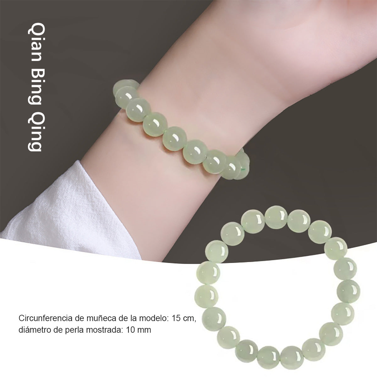 Pulsera de jade Hetian para mujer y hombre, cuentas redondas de hielo translúcido. Amuleto de la suerte, estilo ligero y lujoso, delicado y exclusivo