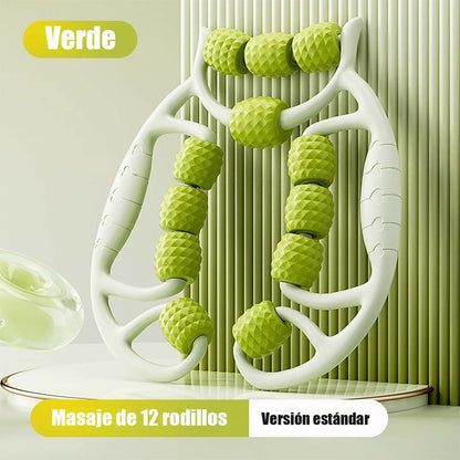 Masážní přístroj na nohy s válci – přístroj na zeštíhlení nohou, kruhový svěrací váleček, relaxace svalů stehen a lýtek, válec na nohy s hrbolky.
