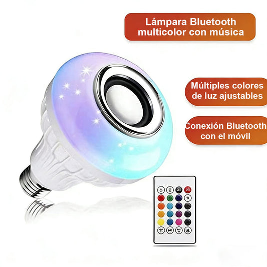 Bombilla RGB Bluetooth con Música LED Bombilla LED con control remoto inalámbrico y altavoz integrado, bombilla multicolor para escenario.