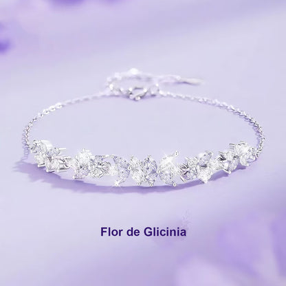 **Pulsera femenina con diseño de glicinia y sonrisa – Estilo moderno de lujo ligero, brazalete de moda, minimalista y con encanto, tendencia en redes**