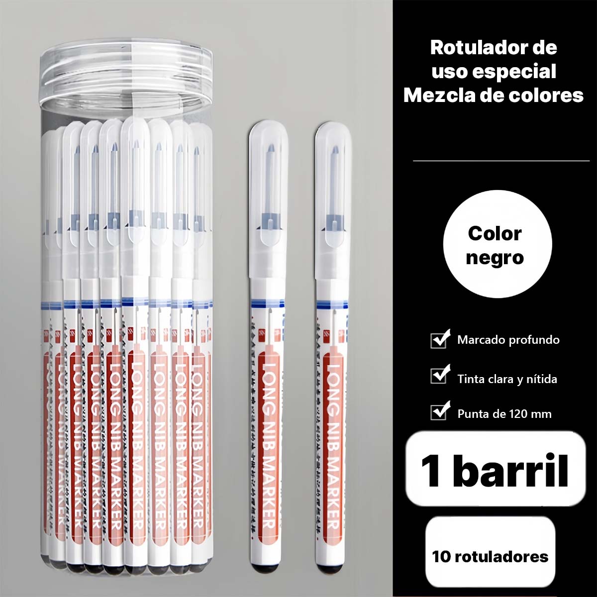 Lápiz marcador de punta larga para carpinteros, a base de aceite, específico para uso en obra, ideal para albañiles. Línea de marcado que seca rápidamente, resistente al agua y al aceite, no se desvanece, de tamaño alargado.