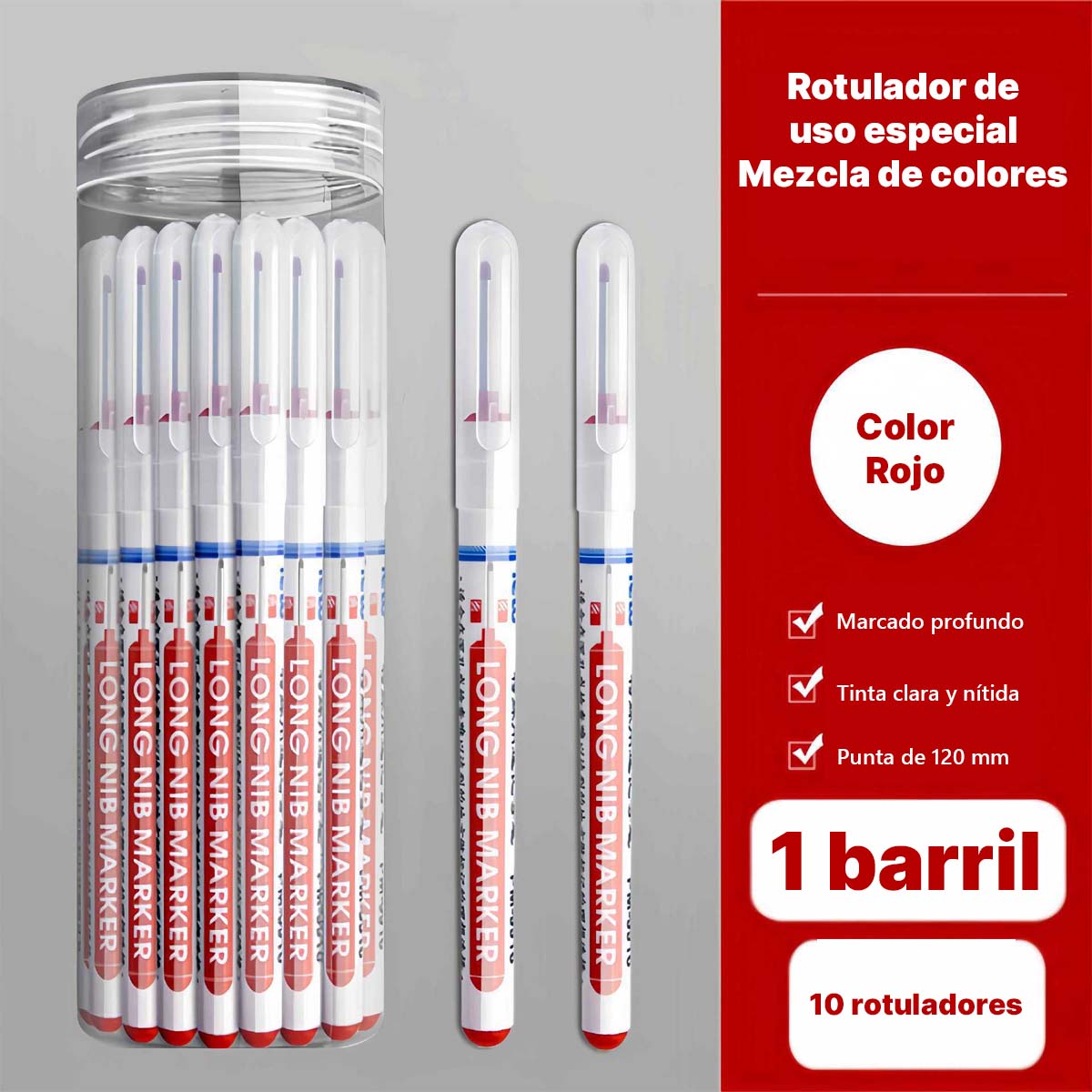 Lápiz marcador de punta larga para carpinteros, a base de aceite, específico para uso en obra, ideal para albañiles. Línea de marcado que seca rápidamente, resistente al agua y al aceite, no se desvanece, de tamaño alargado.