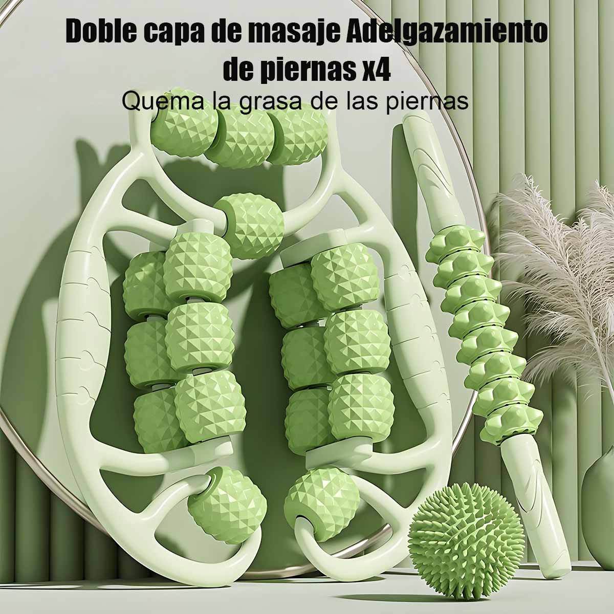 Masážní přístroj na nohy s válci – přístroj na zeštíhlení nohou, kruhový svěrací váleček, relaxace svalů stehen a lýtek, válec na nohy s hrbolky.
