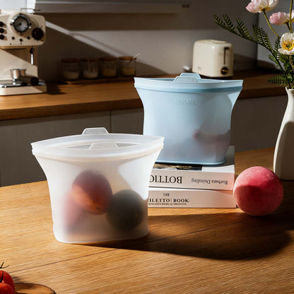 Nuevo set de bolsas de silicona para uso doméstico con cierre hermético | Bolsas gruesas de grado alimenticio para conservación de alimentos, ideales para la cocina, el refrigerador, verduras, alimentos para bebés y para dividir y almacenar.