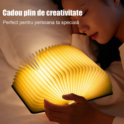 Lampă pliabilă în formă de carte din piele PU, cu 7 culori, lampă creativă pentru atmosferă în dormitor, cadou de zi de naștere, suvenir pentru sărbători și aniversări.