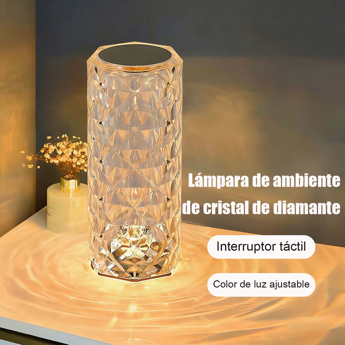 Lámpara de ambiente creativa con decoración de rosa, lámpara de mesa recargable para cabecera de cama, luz nocturna viral de moda.