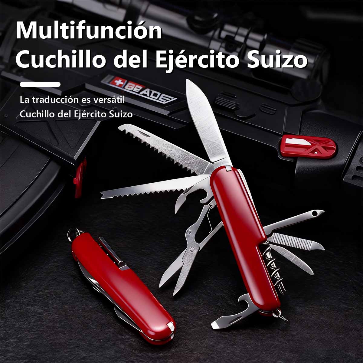 Multiherramienta plegable EDC de 17 funciones: cuchillo afilado, destornilladores, abrelatas y más. Ideal para camping, auto-defensa y viajes. ¡Stock disponible, tamaño bolsillo!