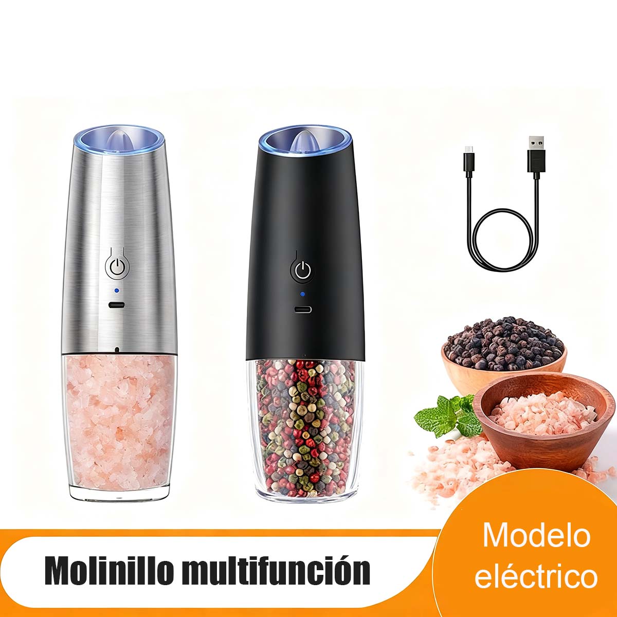 Molinillo de Pimienta con Sensor de Gravedad Kadeli 591: Eléctrico y Recargable por USB