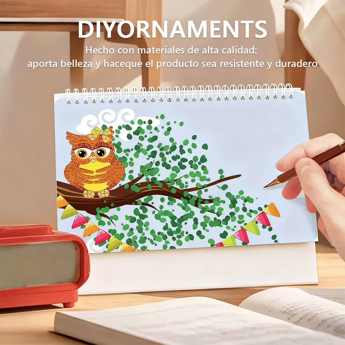 El nuevo calendario de mesa de diamantes 2026, pintura de diamantes hecha a mano, calendario de dibujos animados con cristales adhesivos.