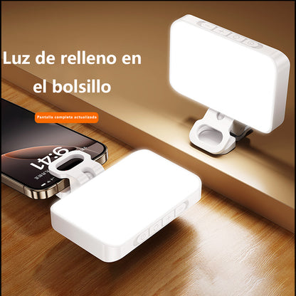 Luz de relleno con clip para móvil, portátil para selfies; iluminación para fotografía y video al aire libre; luz de bolsillo para iluminación de pantalla completa