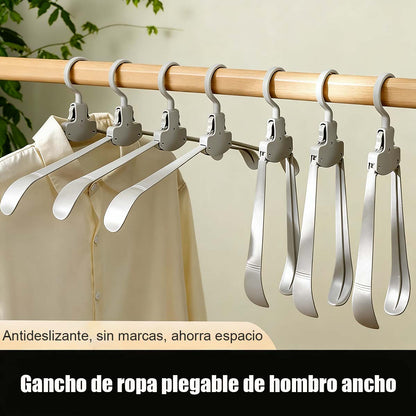 Percha plegable multifuncional para hogar, balcón, ropa de viaje, negocios, portátil, almacenamiento, soporte de hombros anchos sin marcas para colgar ropa.