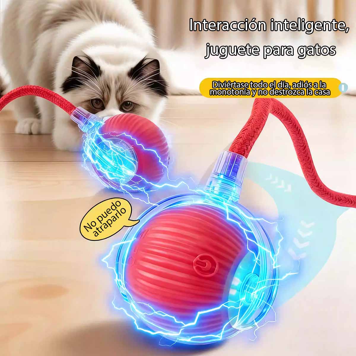 Pelota Chewie Doggie Ball, juguete para mascotas, bola rodante para perros y gatos pequeños, juguete automático para atraer a los gatos, varita para jugar con gatos.