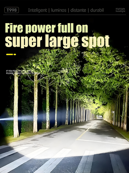 Linterna frontal con sensor para exteriores, carga rápida, ultra brillante, linterna de cabeza recargable, ideal para pesca nocturna y senderismo, iluminación manos libres y larga duración de la batería.
