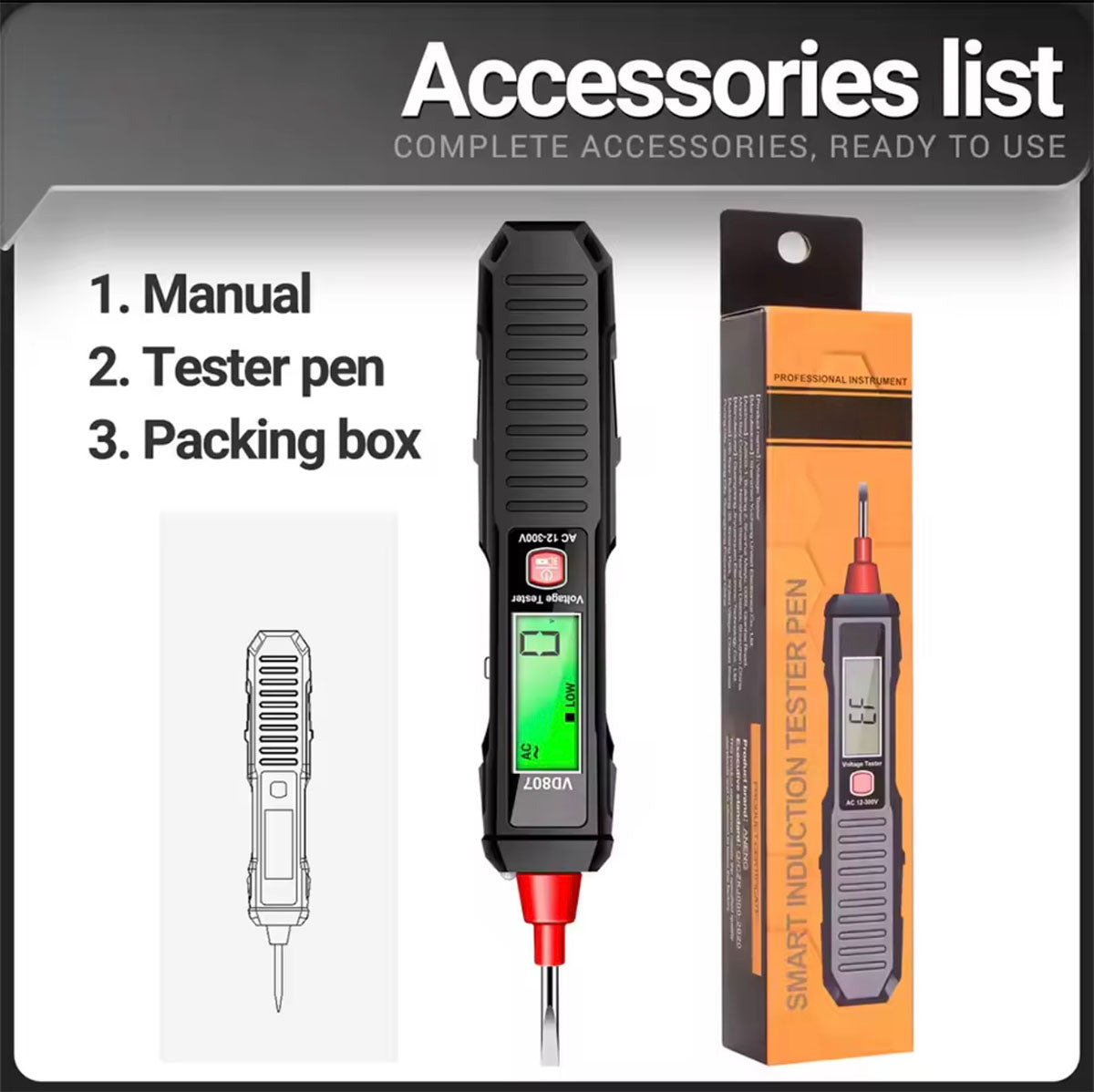 Bolígrafo detector de voltaje digital inteligente, portátil y multifuncional, para medir neutro y fase, localizar puntos de interrupción, herramienta eléctrica profesional para electricistas.