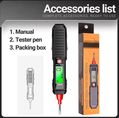 Bolígrafo detector de voltaje digital inteligente, portátil y multifuncional, para medir neutro y fase, localizar puntos de interrupción, herramienta eléctrica profesional para electricistas.