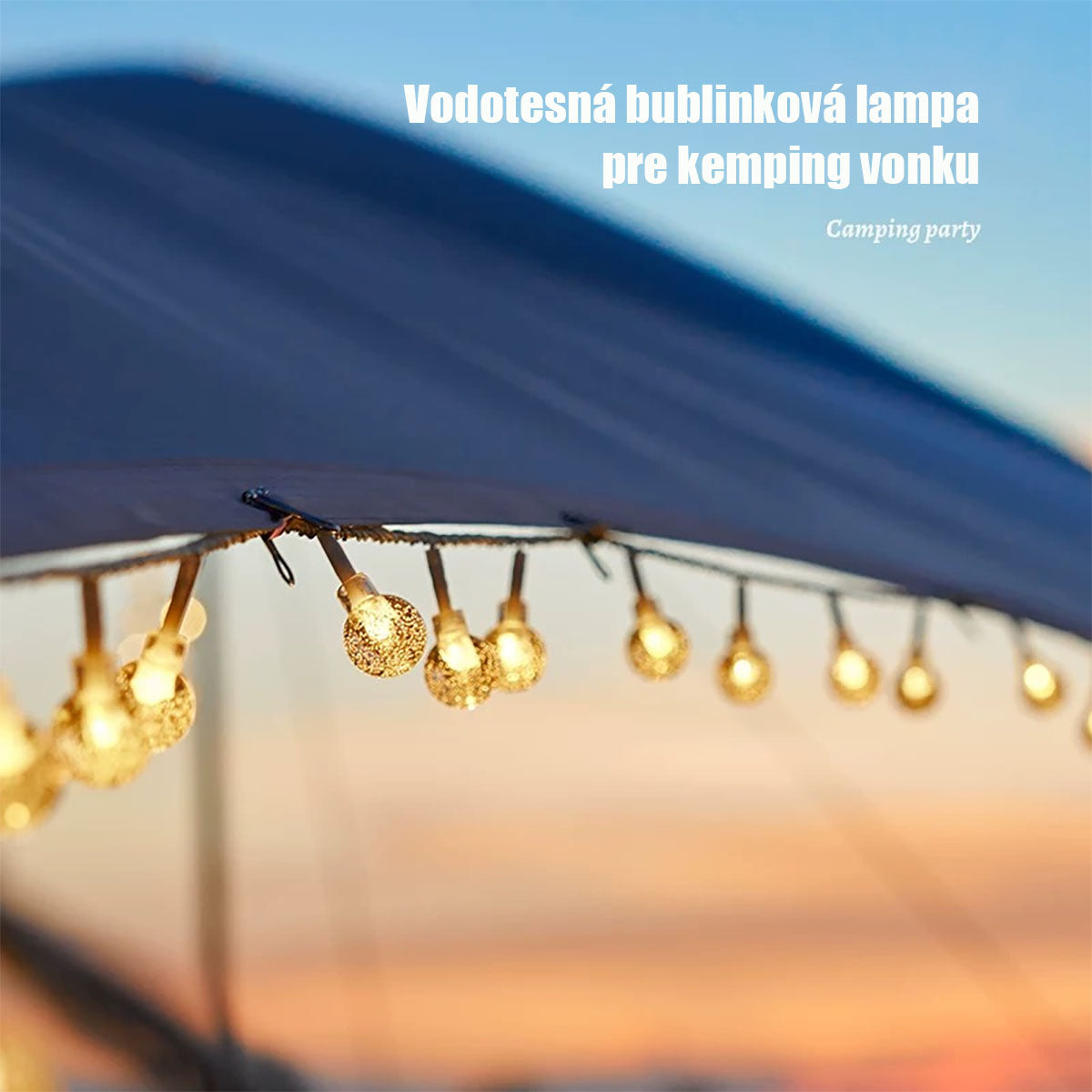 „LED svetelný reťazec s bublinkovými guľami, farebné svetlá, vonkajšie záhradné vodotesné dekoratívne svetlá na kempovanie a tienidlo.“