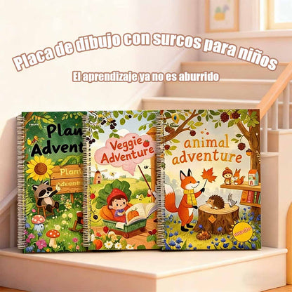 Nuevo cuaderno con ranuras en inglés para niños, cuaderno de dibujo preescolar, cuaderno de ejercicios divertido para colorear.