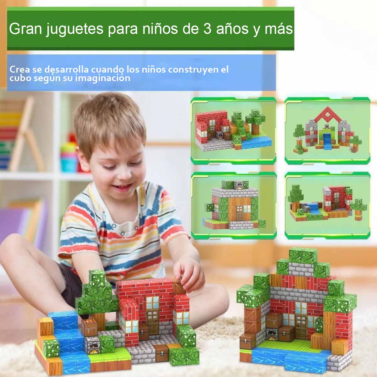 Cubos magnéticos populares "Magnetic Cubes" Bloques magnéticos "Infierno de Bosque" para niños, con piezas magnéticas para construir.