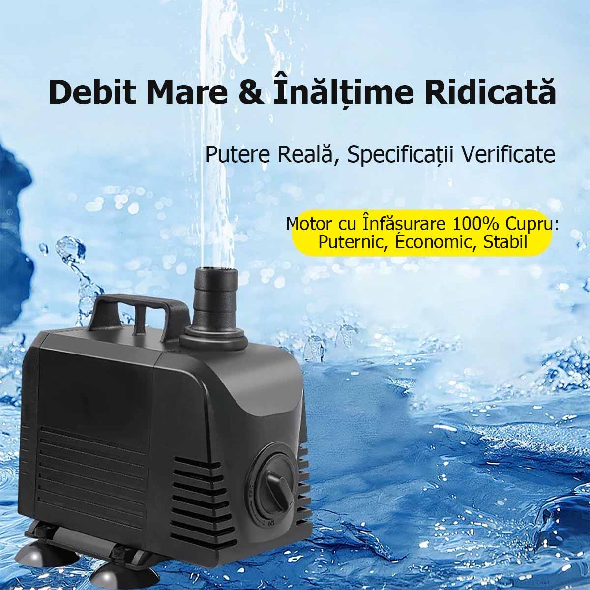 Pompă submersibilă silențioasă, pompă submersibilă pentru acvariu, pompă de apă 220V, pompă submersibilă pentru uz casnic, pompă de apă micro pentru acvariu.