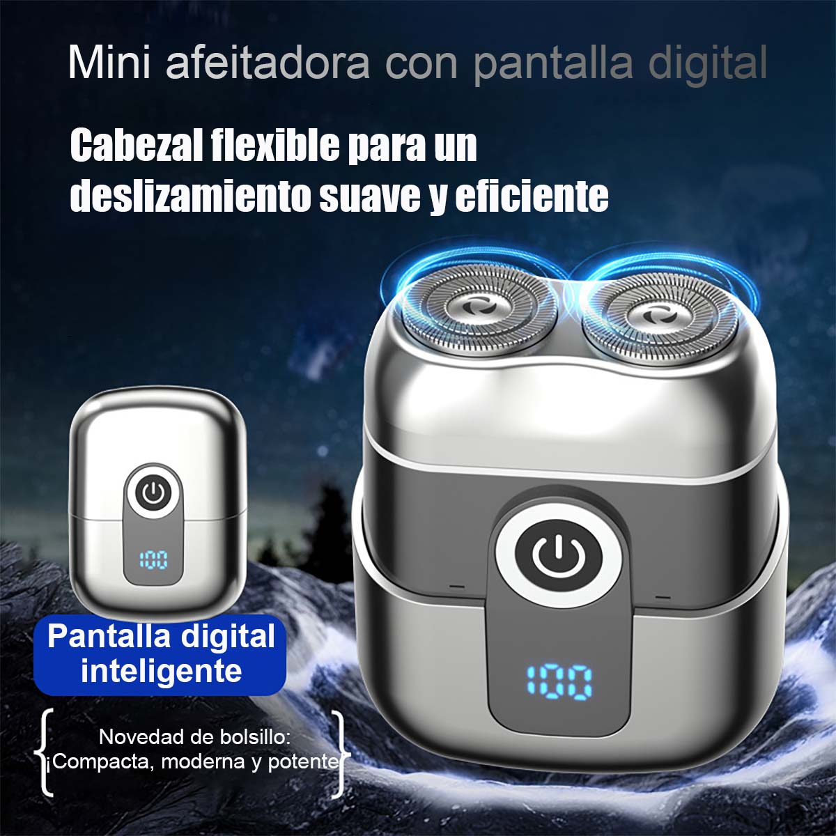 "Nuevo modelo de afeitadora eléctrica para hombres, cabezal magnético, mini portátil, afeitadora de doble cabezal."