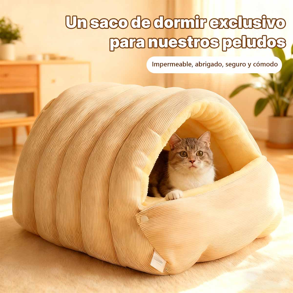 Cama cerrada y desmontable para gatos, tamaño grande y acolchada, cálida para invierno, con sensación de seguridad, apta para todas las estaciones; también se puede usar como cama para perros.