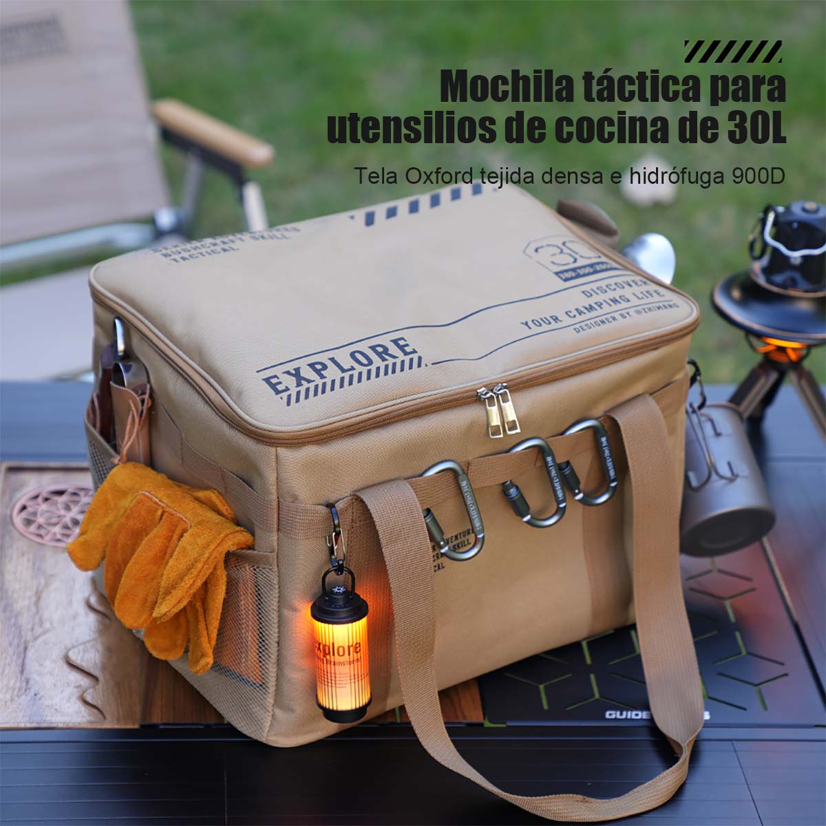 Caja plegable de almacenamiento para exteriores, contenedor de gran capacidad para picnic y camping, bolsa táctica para almacenar equipo, vajilla y utensilios de cocina.