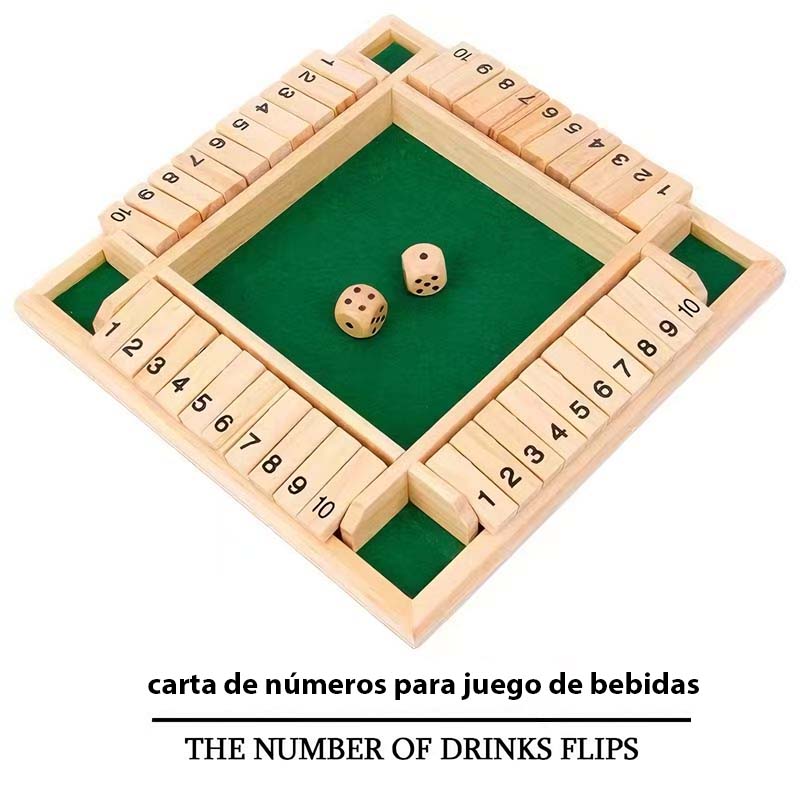 "Juego interactivo de fiesta, juego de mesa de números y cartas, con reglas de bebidas, tarjetas con números en cuatro caras, herramienta de juego de ocio y diversión."