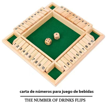 "Juego interactivo de fiesta, juego de mesa de números y cartas, con reglas de bebidas, tarjetas con números en cuatro caras, herramienta de juego de ocio y diversión."
