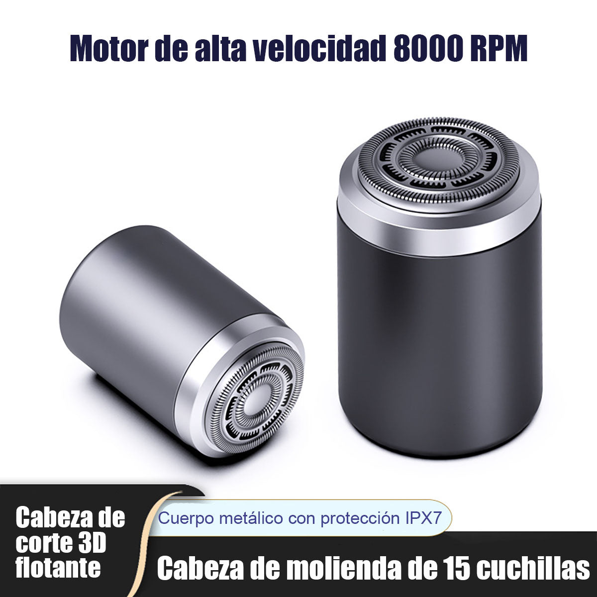 Afeitadora eléctrica mini recargable, lavable en su totalidad, portátil para viajes y coche, diseñada para hombres.