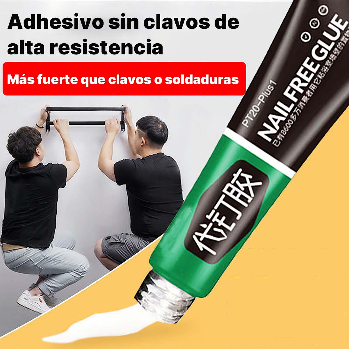 Pegamento universal para uso doméstico - Pegamento sin clavos, ideal para paredes, azulejos, fuerte adherencia, impermeable y a prueba de humedad, también para puertas y ventanas de vidrio.