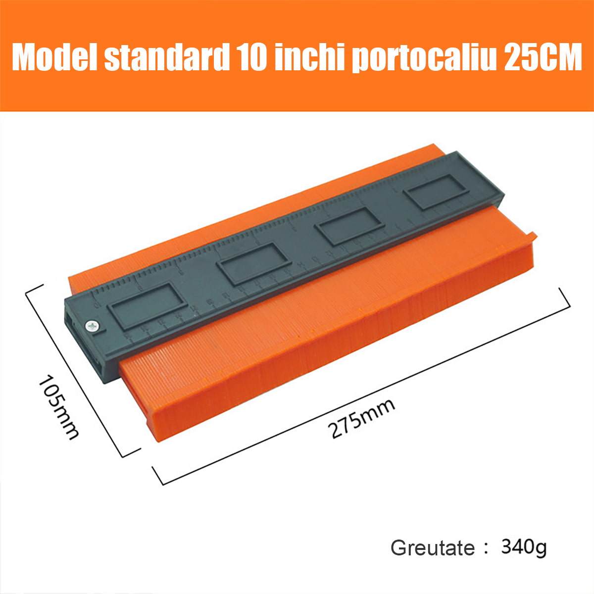 Șablon de contur cu scară de radian imperială – instrument multifuncțional pentru lemn, piatră și auto, copiază instant forme neregulate