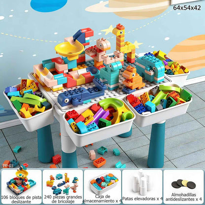 Mesa de bloques multifuncional para niños Bloques grandes para construcción, juguete educativo para armar, compatible con LEGO, ideal para aprender jugando.