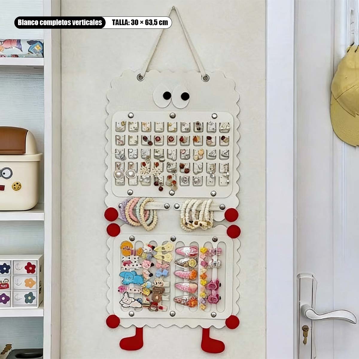 Organizador de pared adorable para accesorios de cabello, gran capacidad para horquillas, pinzas, bolsa colgante, pinzas de tiburón, exhibidor de fieltro para joyería.