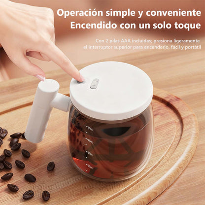 Vaso mezclador de vidrio totalmente automático y recargable, portátil, para café y leche en polvo, con mezcla silenciosa, vaso agitador ideal para oficina.