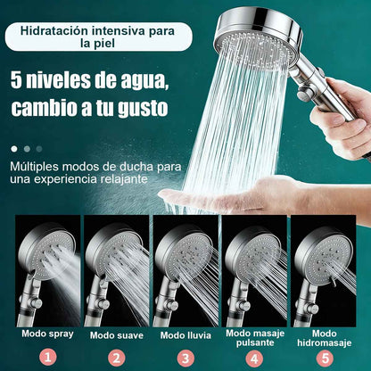 Cabezal de ducha de alta presión, juego completo para baño doméstico, con potente chorro, función de presurización y filtrado, compatible con calentadores de agua.
