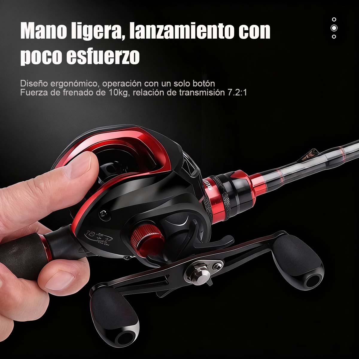 Conjunto de caña de pescar con carrete de metal negro y rojo, línea anti-explosión, para pesca de larga distancia, pesca en puente y embarcadero, carrete para pesca de percas.