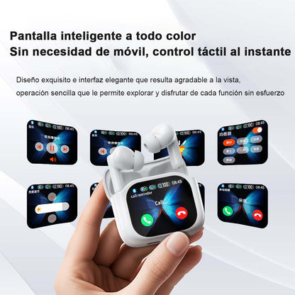 Auriculares Bluetooth JM19 con pantalla LCD, cancelación activa de ruido (ANC), reducción de ruido ENC, bajo consumo energético, ideales para deportes, inalámbricos.