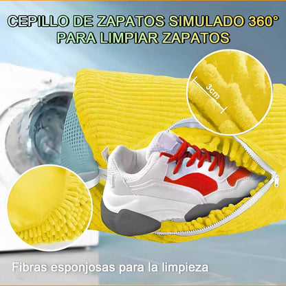 Bolsa viral para lavar zapatos sin esfuerzo, forro de terciopelo, reutilizable, protector de calzado en la lavadora.