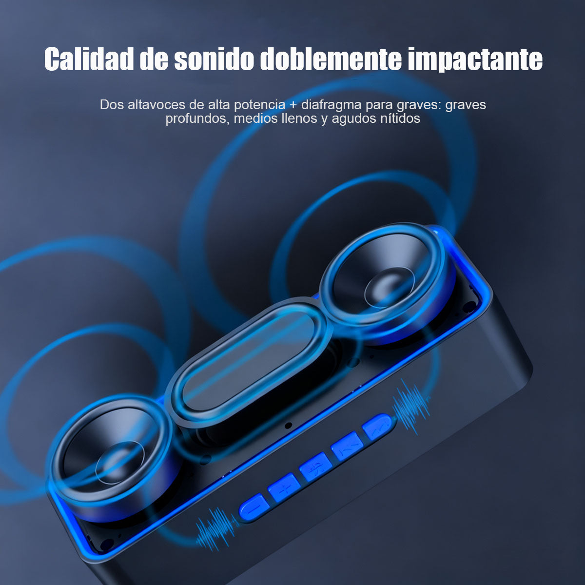 Altavoz inalámbrico Bluetooth de alto volumen para exteriores, sonido envolvente, adecuado para el hogar, computadora y automóvil; subwoofer portátil para uso en el coche.