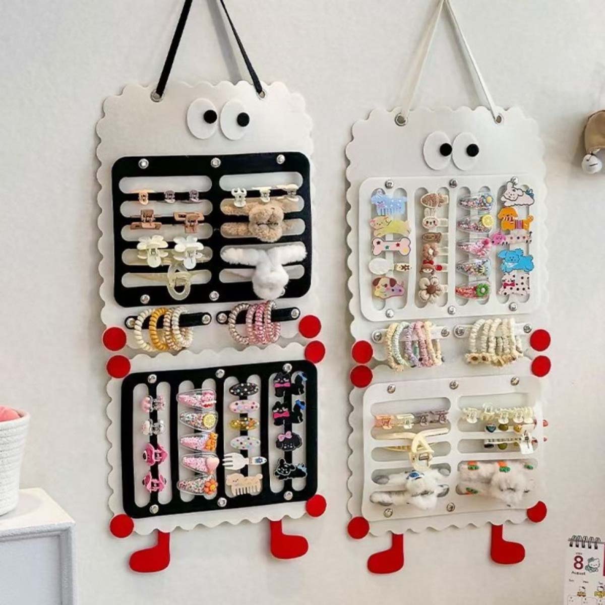 Organizador de pared adorable para accesorios de cabello, gran capacidad para horquillas, pinzas, bolsa colgante, pinzas de tiburón, exhibidor de fieltro para joyería.